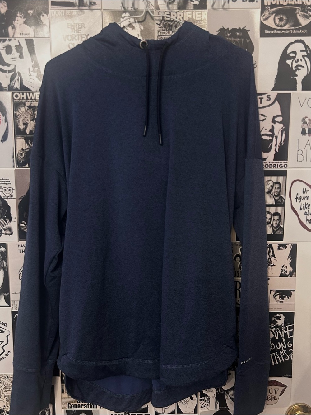 Danskin Athletic Workout Navy Blue Hooded Pullover Sweatshirt